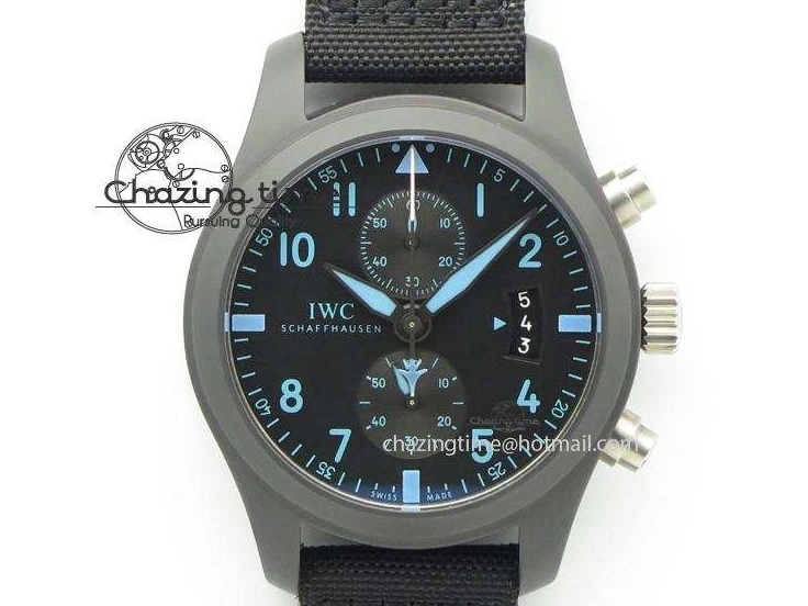MIROTIME 0404 Comfortable Pilot Chrono IW388003 Real Ceramic ZF 1:1 Best Edition On Black Nylon Strap A 7322